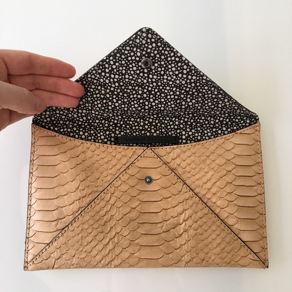 Loeffler Randall Embossed Nude Leather Clutch